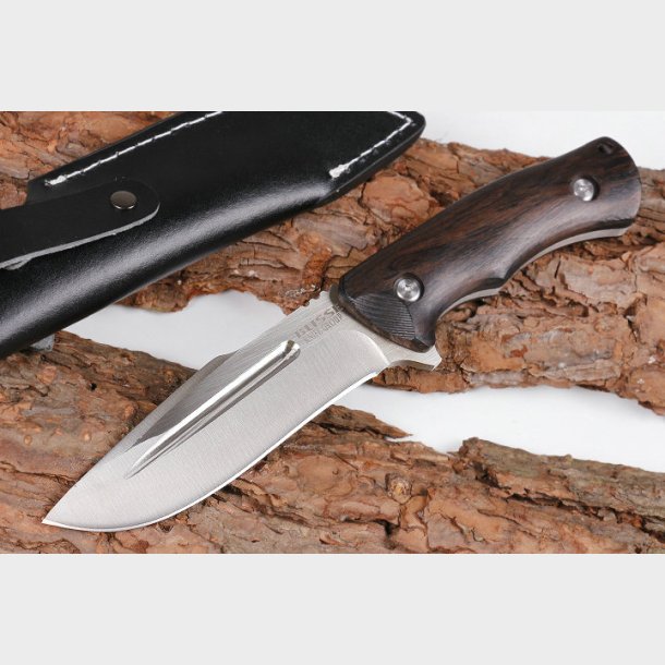 Jakt /Fritids kniv Flott Ebony naturil trehndtak med slire 58HRC virkelig kvalitets kniv - 5284