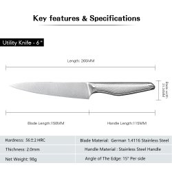 KUN 1 N 60% Avslag.Kniv sett 3 kniver: Kokkekniv 20cm, Forbrukskniv 15 cm og Grnnsakskniv 11cm.