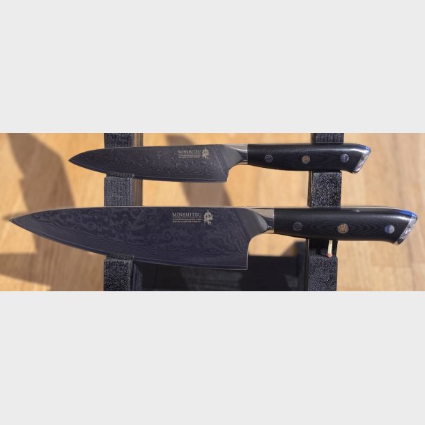 Minshitsu Black Sand Kniv Sett 2 (Liten + Kokkekniv) 