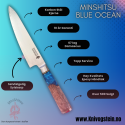 Black Week. Gratis Mahogany Fjl - Minshitsu Blue Ocean 2 kniver med eske. Den perfekte gave 
