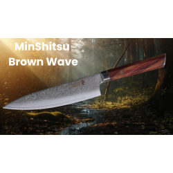 Black Week. Gratis Mahogany Fjl  Minshitsu premium Brown Wave Kniv Sett 2 (Kokkekniv + liten) 