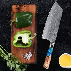 Black Week. Gratis Mahogany Fjl - Minshitsu Blue Ocean Kniv Sett 3 (Cleaver + Kokkekniv og Liten) 