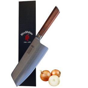 Minshitsu premium Brown Waves Butcher Kniv 67 lag Damascus 