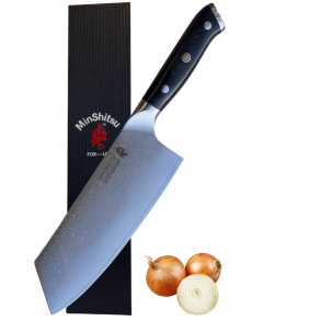 Minshitsu Premium Black Sand Butcher Kniv 67 lag Damascus 