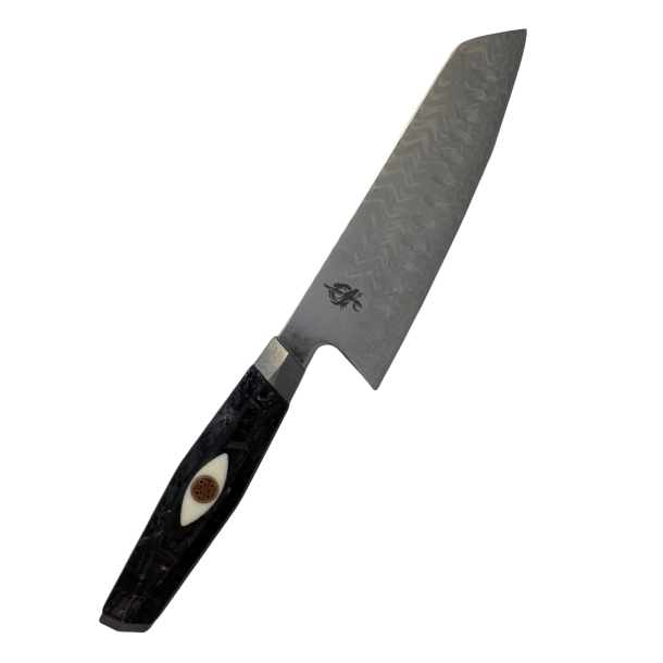 Santoku Demo  MinShitsu Professional Dragon Eye 145 Lag Damascus Pudderst�l Bohler - Ikke retur