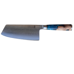 Minshitsu Premium Blue Ocean Cleaver 67 lag Damascus 