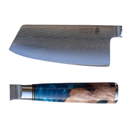 Minshitsu Premium Blue Ocean Cleaver 67 lag Damascus 