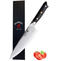 Black Week. Gratis Mahogany Fjl - Minshitsu Black Sand Kniv Sett 3 (Santoku + Kokke kniv og Liten)
