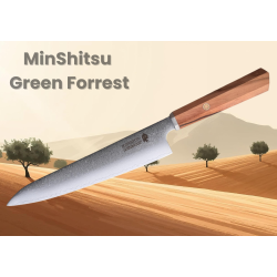 Black Week. Gratis Mahogany Fjl Minshitsu Green Forrest Kniv Sett 3 (Santoku + Kokke kniv og Liten)