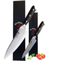 Black Week. Gratis Mahogany Fjl - Minshitsu premium Black Sand Kniv Sett 2 (Kokkekniv + liten) 