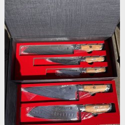 MinShitsu Professional Sneaking Tiger 73 lag Damask Pudder stl - SETT 5 Kniver 