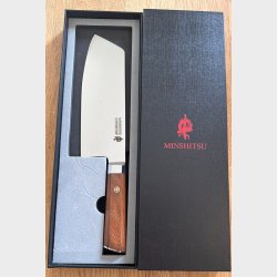 Black Week. Gratis Mahogany Fjl  Minshitsu Brown Waves Kniv Sett 3 (Cleaver + Kokkekniv og Liten) 