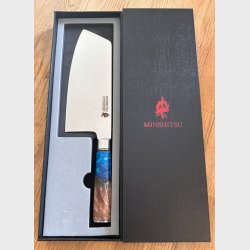 Black Week. Gratis Mahogany Fjl - Minshitsu Blue Ocean Kniv Sett 3 (Cleaver + Kokkekniv og Liten) 