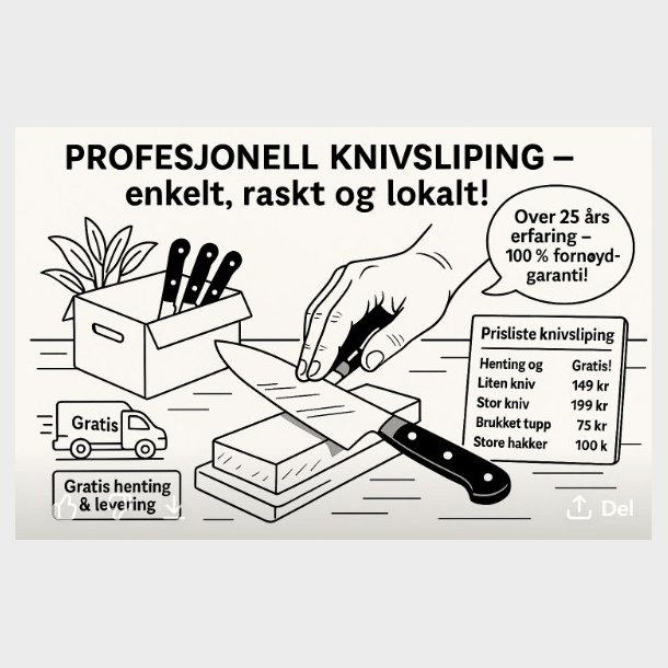 Kniv Sliping Henting Man 9.Jun (mellom 8.00-12.00)