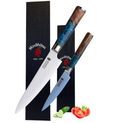 Black Week. Gratis Mahogany Fjl - Minshitsu Blue Ocean 2 kniver med eske. Den perfekte gave 