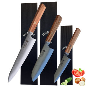 Black Week. Gratis Mahogany Fjl Minshitsu Green Forrest Kniv Sett 3 (Santoku + Kokke kniv og Liten)