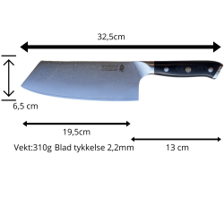 Minshitsu Premium Black Sand Butcher Kniv 67 lag Damascus 