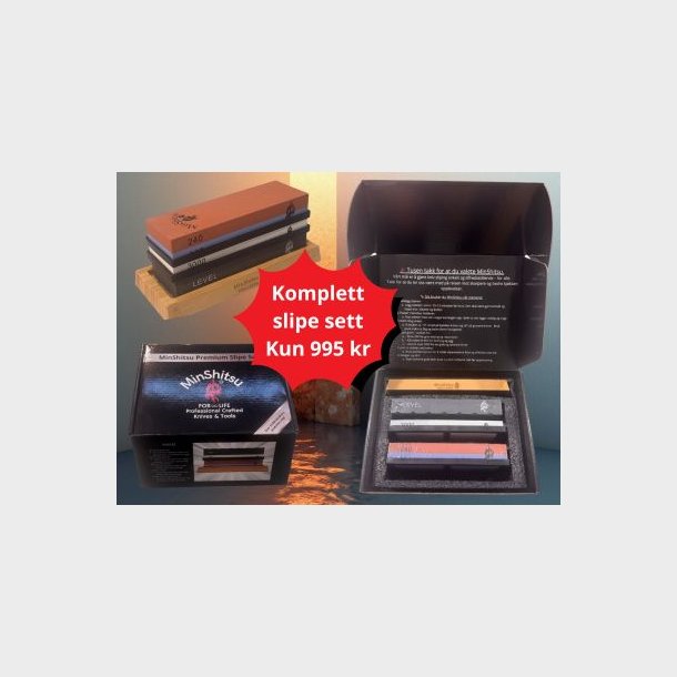 Minshitsu Premium Slipe sett (I egen eske 240/800/3k + level og bamboo