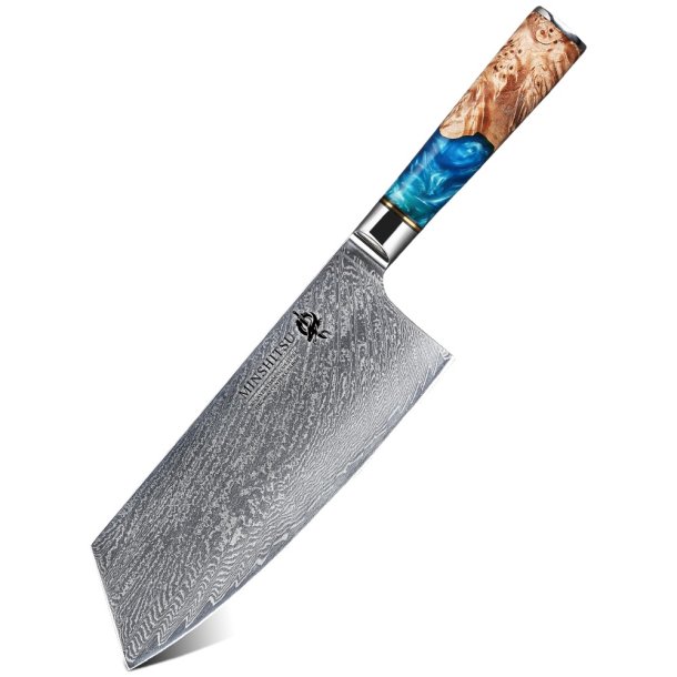 Black Week 2 stk Minshitsu Blue Ocean Cleaver Damascus - Carbon center - Gratis Lr Spar 700kr